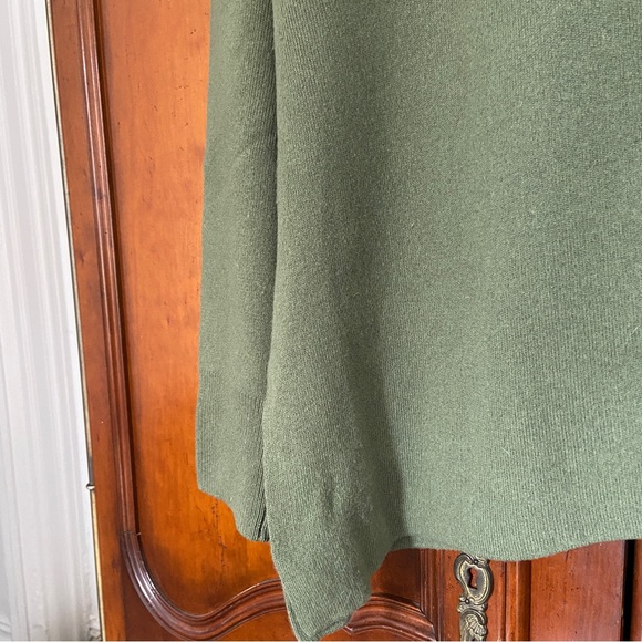 Nap Loungewear 100% Wool Slant Asymmetric Hem Turtleneck In Sage Green - Picture 7 of 11